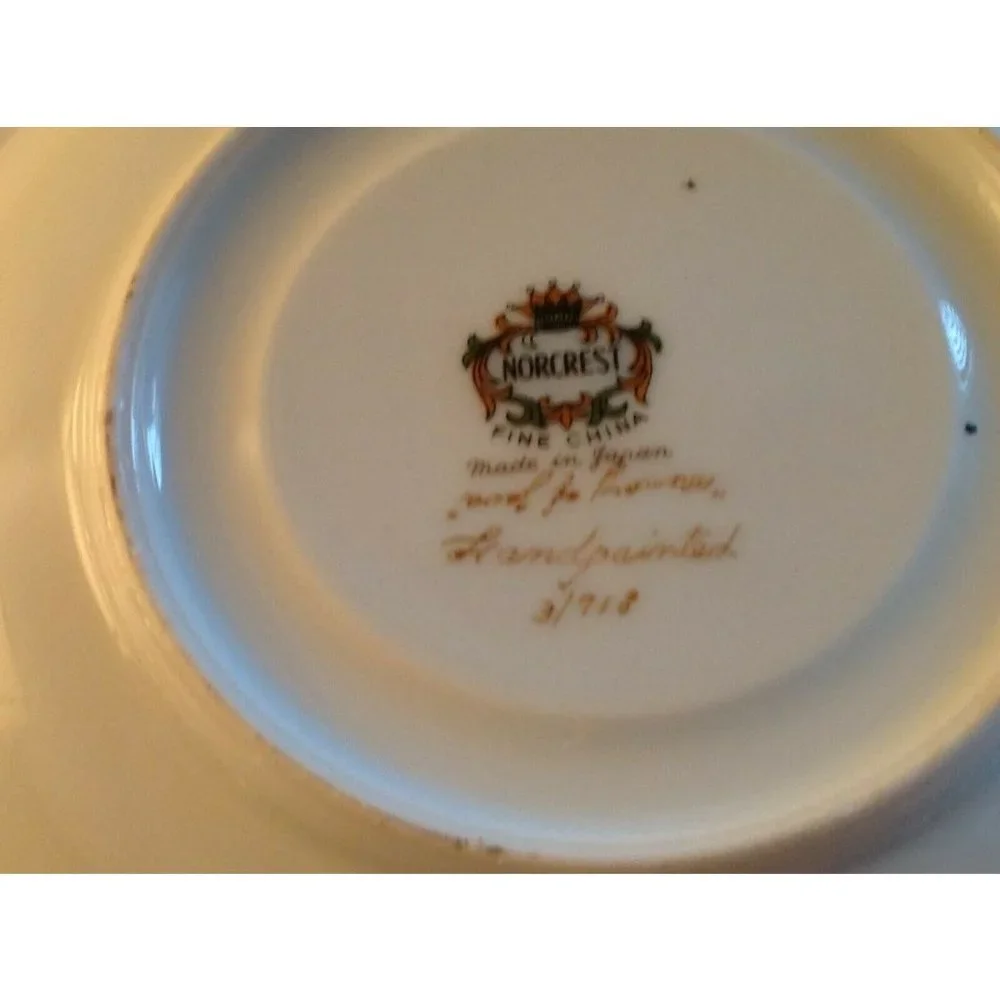 Norcrest Tropical Beach Scene Memory of Java Hand Painted Tea Cup Saucer Japan